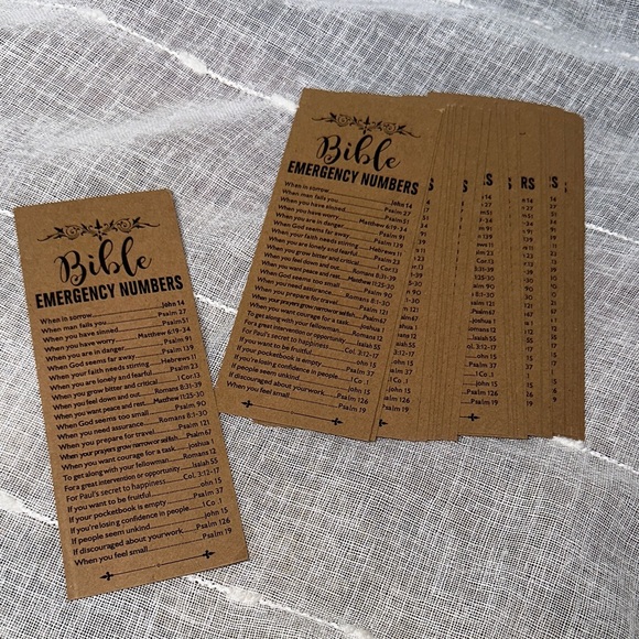 Bible Emergency Numbers Bookmark Bible Page Marker Qty 25 Brown Card Stock NWOT - Picture 1 of 6